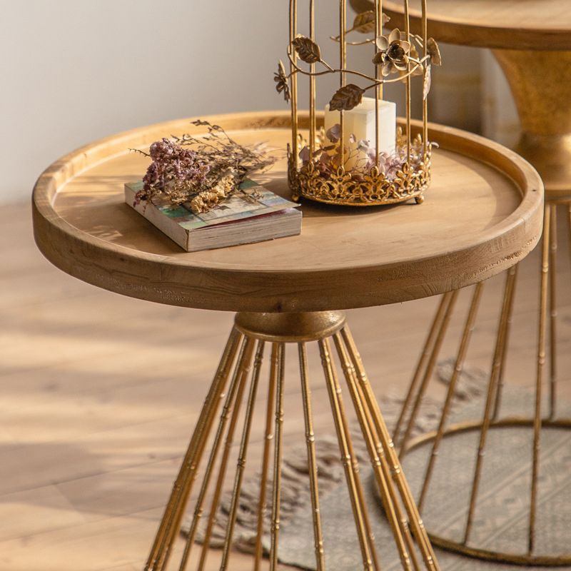 丸いトレイトップサイドテーブル鉄台座エンドテーブル - 苦しめられた表面処理