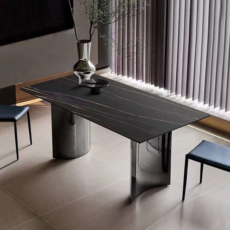 Industrial Dinner Table Stone Rectangle Dining Site Table for Home Clearhalo 'Dining Tables & Seating' 'Dining Tables' 'dining_table' 'furn' 'furn_dining_table' 'Furniture' 'Kitchen & Dining Furniture' 1200x1200_85e3db38-b5e0-4b96-a7b6-8b655070bca3
