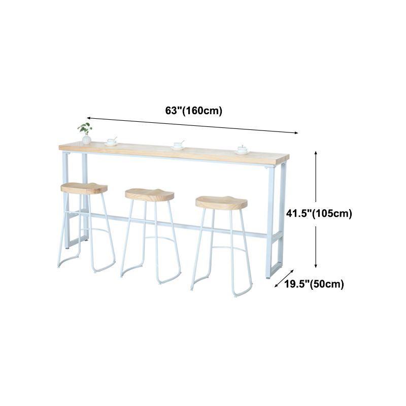 Modern Rectangle Bar Table Wood Bar Height Table with Iron Base in White, Only Table Clearhalo 'Bar Furniture' 'Bar Tables' 'bar_tables' 'furn' 'furn_bar_tables' 'Furniture' 'furniture_bar_tables' 'Kitchen & Dining Furniture' 'kitchen&dining_furn' 'kitchen' 1200x1200_85e472fb-7929-4f52-a4f6-984c7fbec957