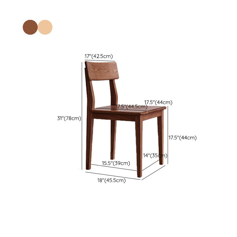 Eiken vaste houten eetkamerstoel eigentijdse keukenarmloze stoel