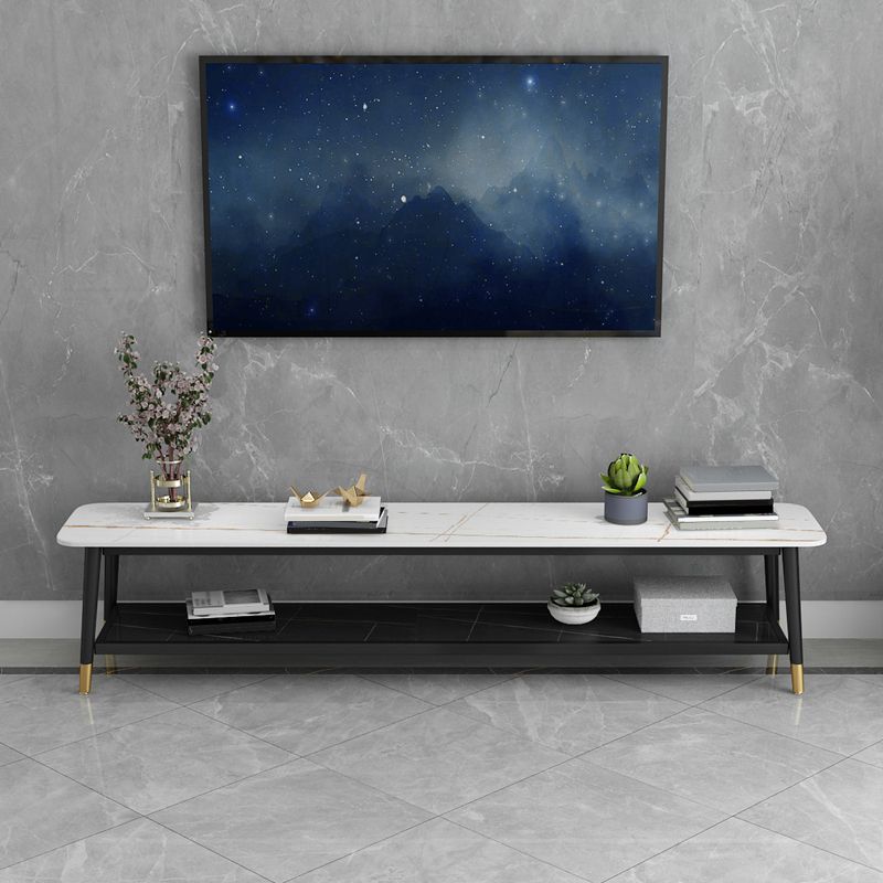 Glam Style Stone TV stand 2 étagères ouvertes Console de stand de télévision de rangement