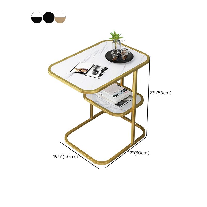 Modern Metal C Side Table Rectangular Top Side Table with Shelf Clearhalo 'Coffee & Accent Tables' 'End & Side Tables' 'end_side_tables' 'furn' 'furn_end_side_tables' 'Furniture' 'Living Room Furniture' 1200x1200_85e85ef4-9f64-468a-a1d3-c013b7d9990a