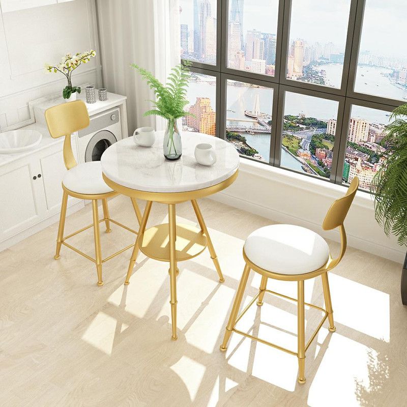 Glam 1/2/3/4/5 Pieces White-gold Dining Table Set with Stone Top Round Dinette Set Clearhalo 'Dining Room Sets' 'Dining Tables & Seating' 'dining_room_set' 'furn' 'furn_dining_room_set' 'Furniture' 'furniture_dining_room_set' 'Kitchen & Dining Furniture' 'kitchen&dining_furn' 'kitchen' 1200x1200_85e90b94-4e30-4922-b9d9-53128ceb8d7a