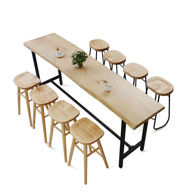 Metal Base Bar Table Rectangular Wood Top Bistro Pub Table for Bar Clearhalo 'Bar Furniture' 'Bar Tables' 'bar_tables' 'furn' 'furn_bar_tables' 'Furniture' 'Kitchen & Dining Furniture' 1200x1200_85ec0027-c745-41bb-9e52-0fa56a20c513