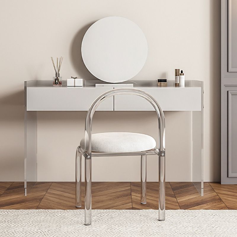 Glam Style Acrylic White Slate Table Top Transparent Base with 2 Drawer Dresser