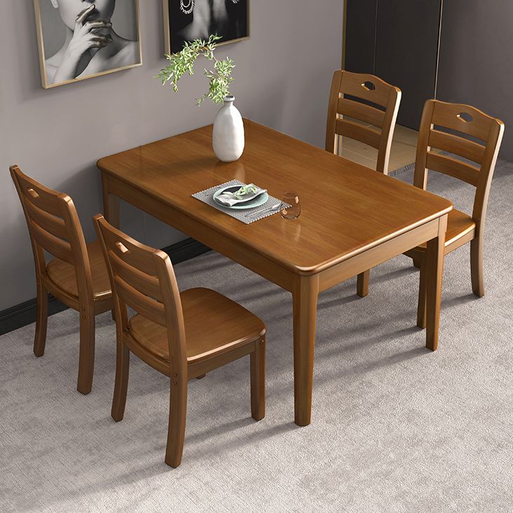 Minimalist Dining Room Set Rectangular Solid Wood Dining Table with Four-leg Clearhalo 'Dining Room Sets' 'Dining Tables & Seating' 'dining_room_set' 'furn' 'furn_dining_room_set' 'Furniture' 'furniture_dining_room_set' 'Kitchen & Dining Furniture' 'kitchen&dining_furn' 'kitchen' 1200x1200_85edd624-e468-414d-afe3-e574cb5377c2
