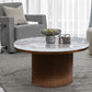 Clear Glam Metal Single Round Pedestal Coffee Cocktail Table