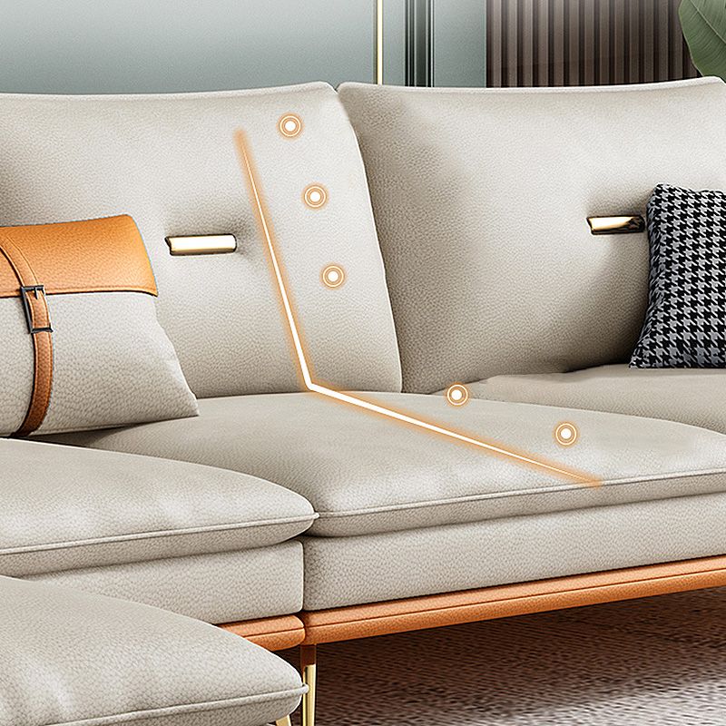 Faux leather Removable Cushions Pillow Top Arm Sofa and Sectional with Slipcovere Clearhalo 'furn' 'furn_sectionals' 'Furniture' 'furniture_sectionals' 'kitchen' 'kitchen_sectionals' 'Living Room Furniture' 'Sectionals' 1200x1200_85ef10d9-5103-4fc6-8bf7-cedaed8dc7d7