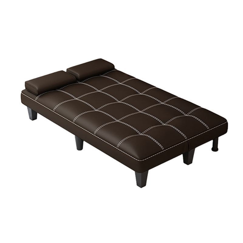 Faux Leather Pillow Top Arms /Armless Sleeper Sofa Bed Biscuit Back Convertible Sofas Clearhalo 'furn' 'furn_futons' 'Furniture' 'Futons & Daybeds' 'Futons' 'Living Room Furniture' 1200x1200_85f10dff-1c9b-4e7b-bc95-2358ec4405e3