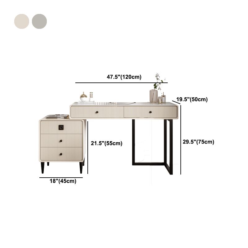 5 Holzschubladen Make -up -Tisch Schreibtisch Eitelkeit Stein Top Eitelkeitstisch