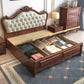84.65 inch Wide Victorian Bed Rubberwood Bed Frame with Upholstered Headboard Clearhalo 'Bedroom Furniture' 'Beds' 'furn' 'furn_beds' 'Furniture' 1200x1200_85f349d5-b6b7-464e-9d9c-5f45164ee325