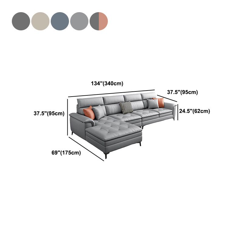 133.86 "L Section moderne sectionnelles du bras d'oreiller avec 4 places