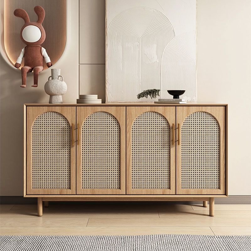 Contemporary Brown Wicker Doors Sideboard Solid Wood Buffet Table with Doors Clearhalo 'buffet_sideboard' 'Buffets & Sideboards' 'furn' 'furn_buffet_sideboard' 'Furniture' 'Kitchen & Dining Furniture' 1200x1200_85f49e4e-6b05-4ae0-8fe3-cdc9b604428f