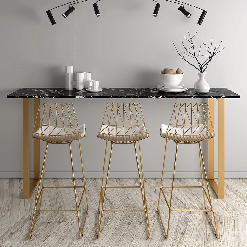 Glam Marble Bar Wine Table with Rectangle Table Top Sled Table - 41.3" H, Only Table Clearhalo 'Bar Furniture' 'Bar Tables' 'bar_tables' 'furn' 'furn_bar_tables' 'Furniture' 'furniture_bar_tables' 'Kitchen & Dining Furniture' 1200x1200_85f74d8d-4527-410f-b5e4-8ec047ef3e5f