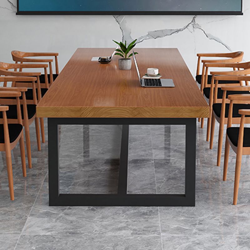 Rectangle Meeting Table Industrial Office Desk with Trestle Base Clearhalo 'furn' 'furn_office_desk' 'Furniture' 'furniture_office_desk' 'Office Desks' 'Office Furniture' 'office_desk' 1200x1200_85f7aa0c-c232-4dab-b532-b788b08027f4