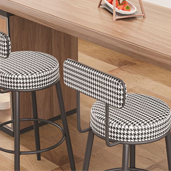 Modern Armless Backrest Counter Stool Iron Dessert Shop Bar Stool with Cushion and Pedal Clearhalo 'Bar Furniture' 'Bar Stools' 'bar_stools' 'furn' 'furn_bar_stools' 'Furniture' 'furniture_bar_stools' 'Kitchen & Dining Furniture' 1200x1200_85f9e14c-7cbd-44a1-a9bd-ef0c27ac4a7b