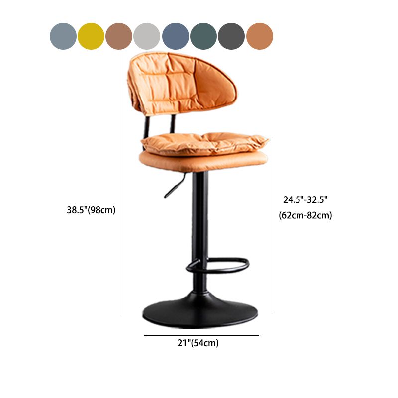 Scandinavian Metal Barstool Adjustable Low Back Leather Barstools in Matte Finish Clearhalo 'Bar Furniture' 'Bar Stools' 'bar_stools' 'furn' 'furn_bar_stools' 'Furniture' 'Kitchen & Dining Furniture' 1200x1200_85fa61f1-6f57-4f08-9b39-be01ccd68dc8