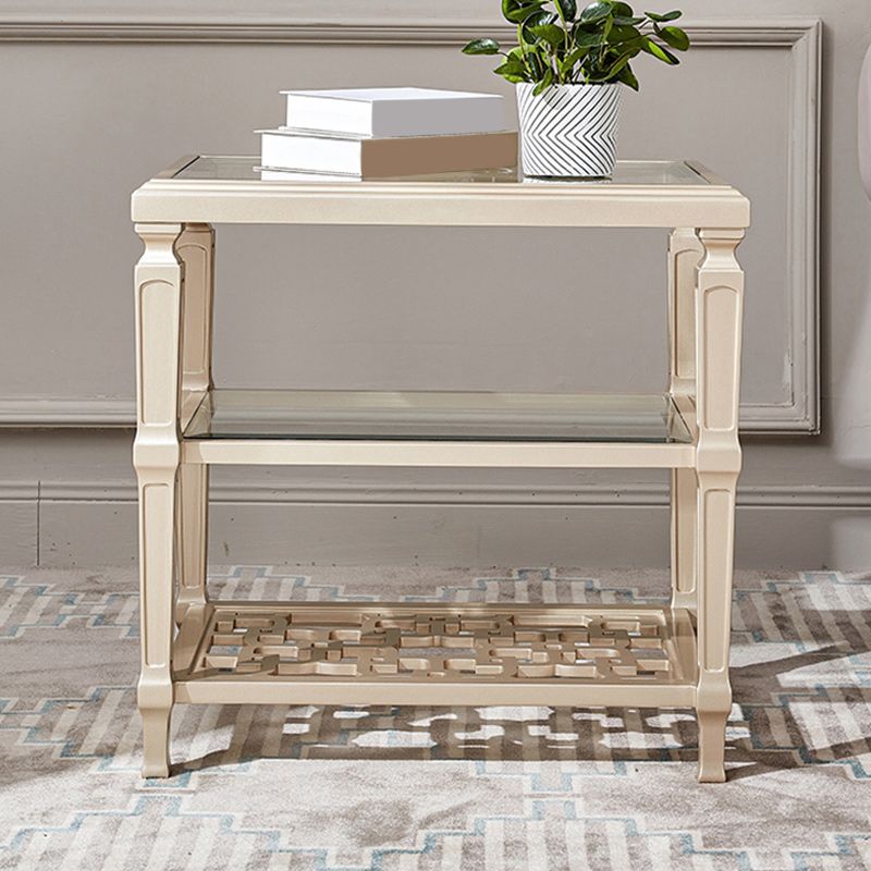 Modernistic Rectangular Side Table 26" Tall 4 Legs End Table