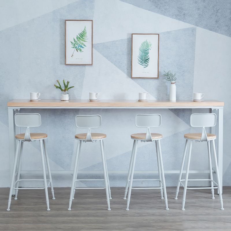 Moderner Bartisch aus massivem Holz mit rechteckigem Bockgestell für die Küche und das Esszimmer
