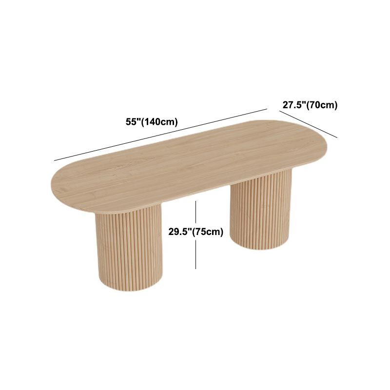 Modern Wood Double Pedestal Dining Table Natural Oval Table for Kitchen Clearhalo 'Dining Tables & Seating' 'Dining Tables' 'dining_table' 'furn' 'furn_dining_table' 'Furniture' 'Kitchen & Dining Furniture' 1200x1200_85fe3b96-b139-4dcf-a5fc-ef5a9a623d09