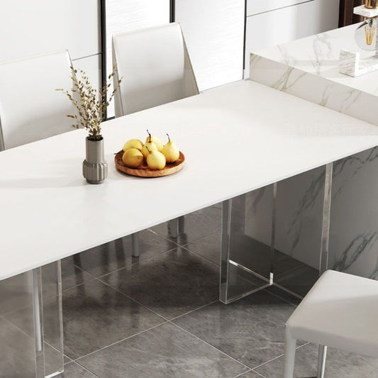 ソリッドバックチェア付きグラムダイネットセット1/2/4/6/7/8ピース光沢のある白いダイニングテーブルセット