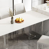 ソリッドバックチェア付きグラムダイネットセット1/2/4/6/7/8ピース光沢のある白いダイニングテーブルセット