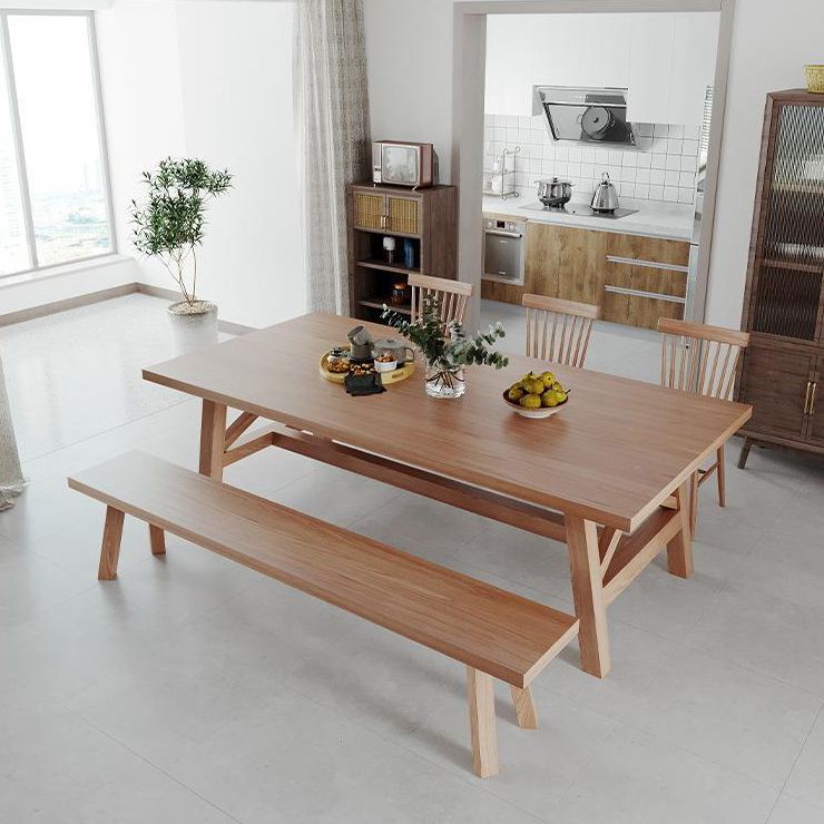 Modern Solid Wood Dining Table Trestle Base Dining Table for Dining Room Clearhalo 'Dining Tables & Seating' 'Dining Tables' 'dining_table' 'furn' 'furn_dining_table' 'Furniture' 'Kitchen & Dining Furniture' 1200x1200_85ffee7d-2569-43c9-8eae-985c12a2129a