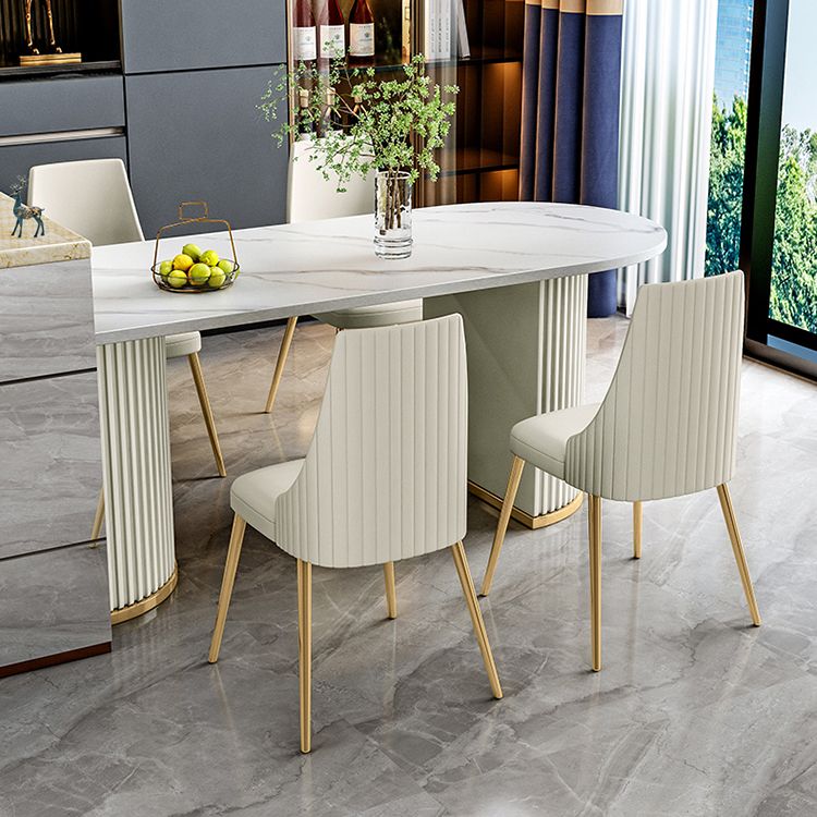 Metal Traditional Luxury Free Form Indoor Table Sintered Stone Table for Kitchen and Dining Room Clearhalo ' dining_table' 'Dining Tables & Seating' 'Dining Tables' 'furn' 'furn_dining_table' 'Furniture' 'furniture_dining_table' 'Kitchen & Dining Furniture' 'kitchen&dining_furn' 'kitchen' 'kitchen_dining_table' 1200x1200_8600a986-351d-4db7-a3f7-3fcb7208e4c9