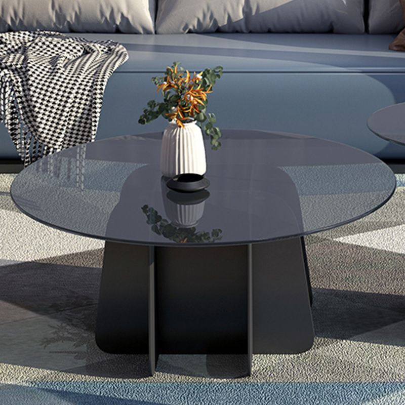 Modern Round Glass Coffee Table Iron Pedestal Cocktail Table Clearhalo 'Coffee & Accent Tables' 'Coffee Tables' 'coffee_tables' 'furn' 'furn_coffee_tables' 'Furniture' 'Living Room Furniture' 1200x1200_8601979d-103e-42c2-afe3-b02fc83dfca8