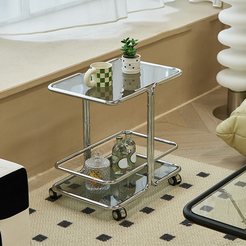 Contemporary Corner Table Double Tier Accent Side Table with Shelf Clearhalo 'Coffee & Accent Tables' 'End & Side Tables' 'end_side_tables' 'furn' 'furn_end_side_tables' 'Furniture' 'Living Room Furniture' 1200x1200_86040063-fbf7-4292-ae5c-c9e07b2dad97