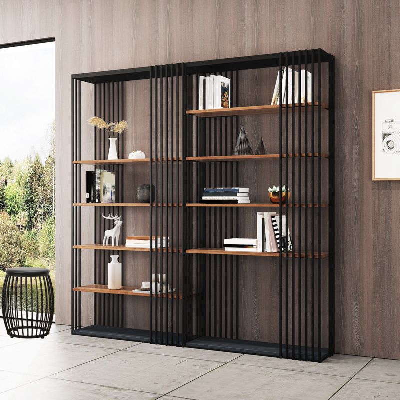 Contemporary Metal and Wooden Shelf Open Shelf Bookcase with Shelves Clearhalo 'Bookcases' 'furn' 'furn_bookcases' 'Furniture' 'Office Furniture' 1200x1200_86058c5d-670e-4a3b-8b64-ce9e47950309