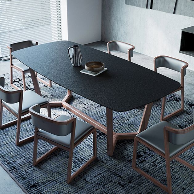 Binnendinettetafel met houten onderstel Moderne eettafel voor thuis