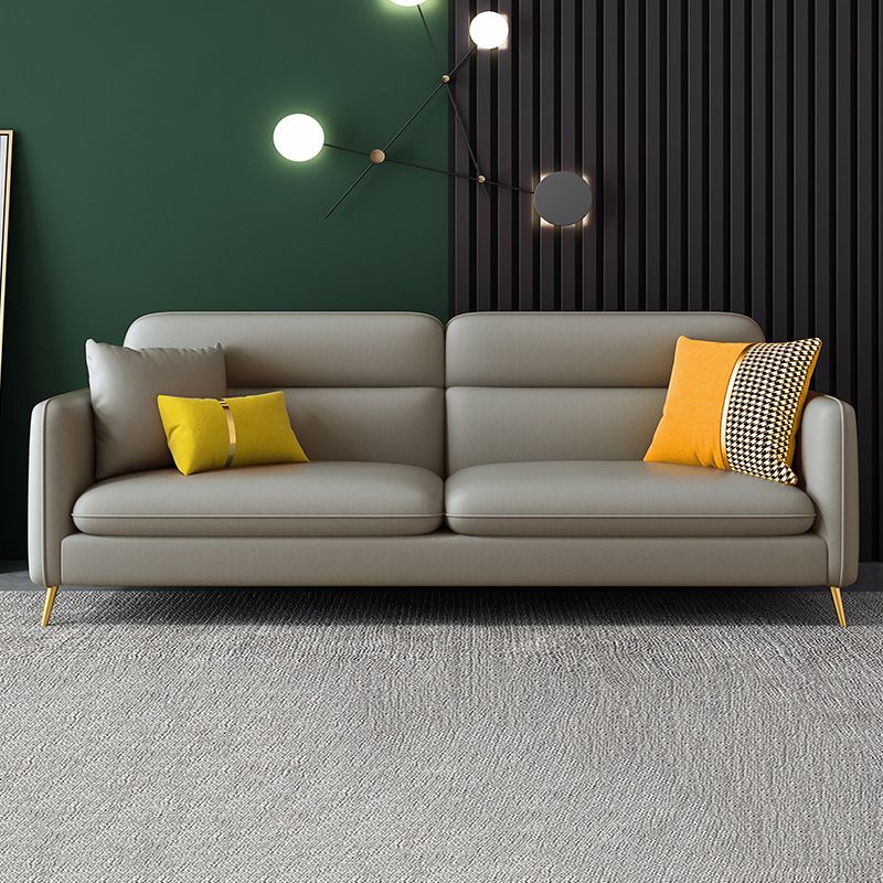 Sofá de brazo cuadrado moderno de cuero de cuero sintético con almohada cosida con almohada cosida