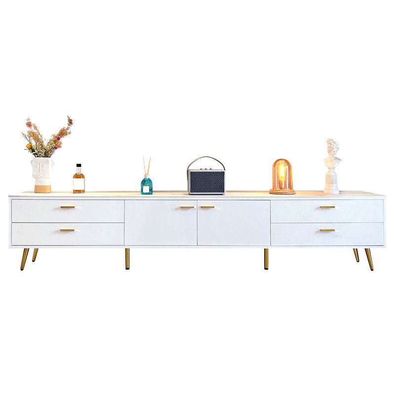 Modern Stone TV Media Console Enclosed Storage Stand Console