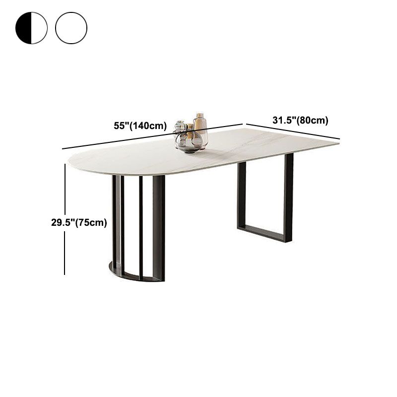 Stone Dining Room Collection Contemporary Double Pedestal Dining Table for Home Clearhalo 'Dining Tables & Seating' 'Dining Tables' 'dining_table' 'furn' 'furn_dining_table' 'Furniture' 'Kitchen & Dining Furniture' 1200x1200_86071f28-4862-4f78-bdb5-600007b0858d