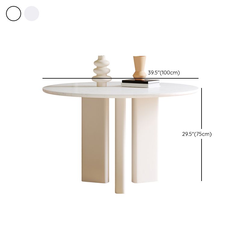Scandinavian Round Cream White Dining Table for 2-4 People Artificial Wood Table Top with Tripod Leg Clearhalo 'Dining Tables & Seating' 'Dining Tables' 'dining_table' 'furn' 'furn_dining_table' 'Furniture' 'Kitchen & Dining Furniture' 1200x1200_8607d07f-f5d6-4f5e-bd63-fcc9781819fd