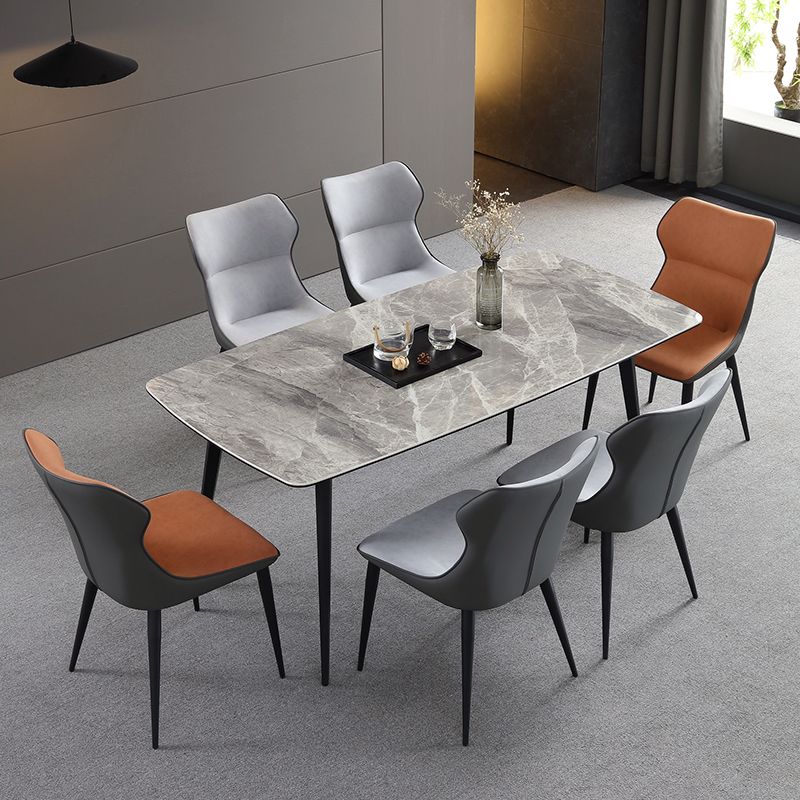 Contemporary Metal Dining Room Armless chairs Upholstered Side Chairs for Home Use Clearhalo ' kitchen&dining_furn' 'Dining Chairs' 'Dining Tables & Seating' 'dining_chair' 'furn' 'furn_dining_chair' 'Furniture' 'furniture_dining_chair' 'Kitchen & Dining Furniture' 'kitchen' 1200x1200_8609afde-0cae-413f-b1de-16afe66812b2