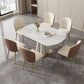 Metal and Slate Table Modern Home Retractable Round Dining Table