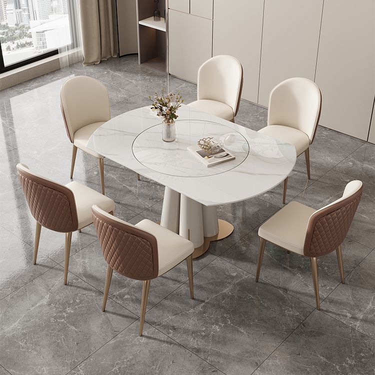 Metal and Slate Table Modern Home Retractable Round Dining Table
