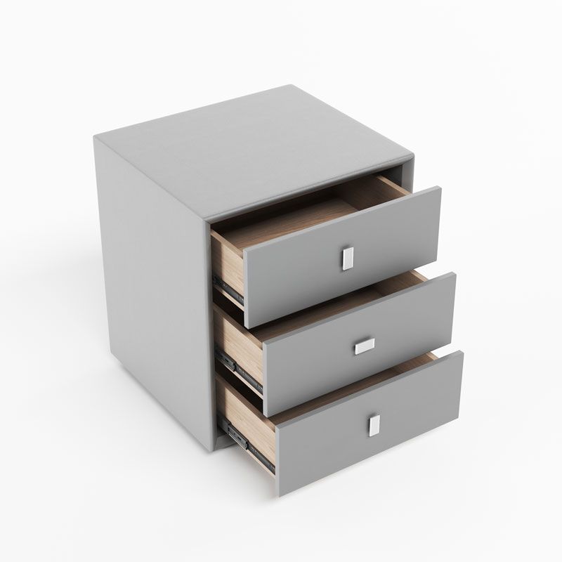 21 Zoll H-Bett Nachttisch 3-Drawer Faux Leder Massivholz Nachttisch