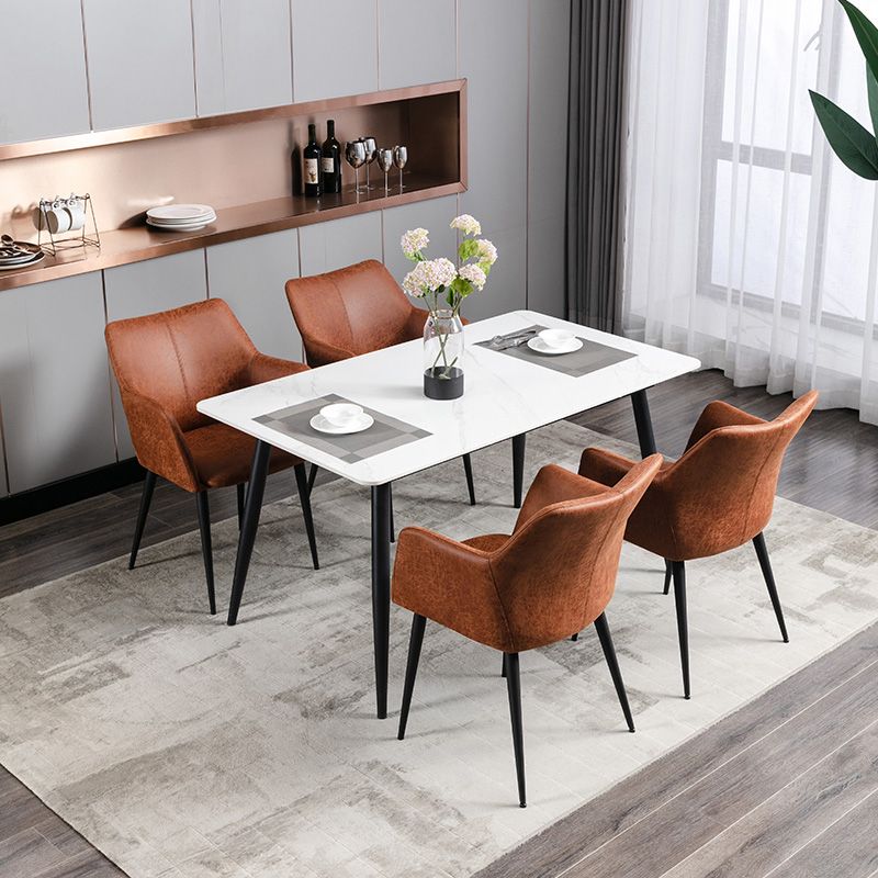 Faux Leather Arm Chair Metal Base Indoor Dining Chair for Dining Room Clearhalo 'Dining Chairs' 'Dining Tables & Seating' 'dining_chair' 'furn' 'furn_dining_chair' 'Furniture' 'Kitchen & Dining Furniture' 1200x1200_860ed021-3309-4c18-92ff-c77cbdab8943