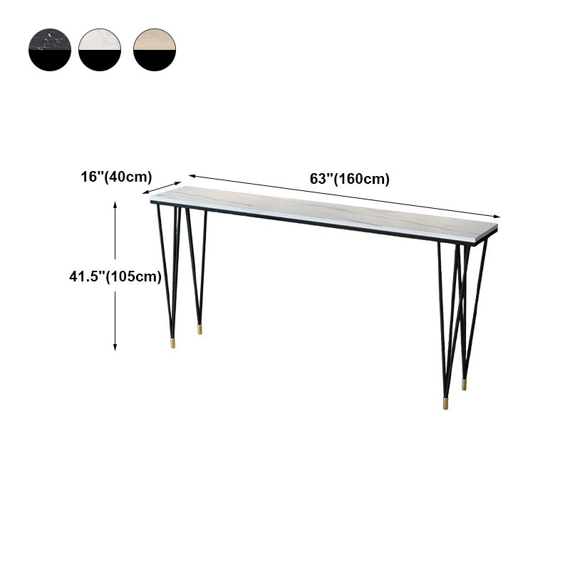 Modern Marble Pub Table with Rectangle Table Top Black Legs Table - 42" H Clearhalo 'Bar Furniture' 'Bar Tables' 'bar_tables' 'furn' 'furn_bar_tables' 'Furniture' 'furniture_bar_tables' 'Kitchen & Dining Furniture' 1200x1200_8610c6a2-4675-4710-bd75-c041596886f2