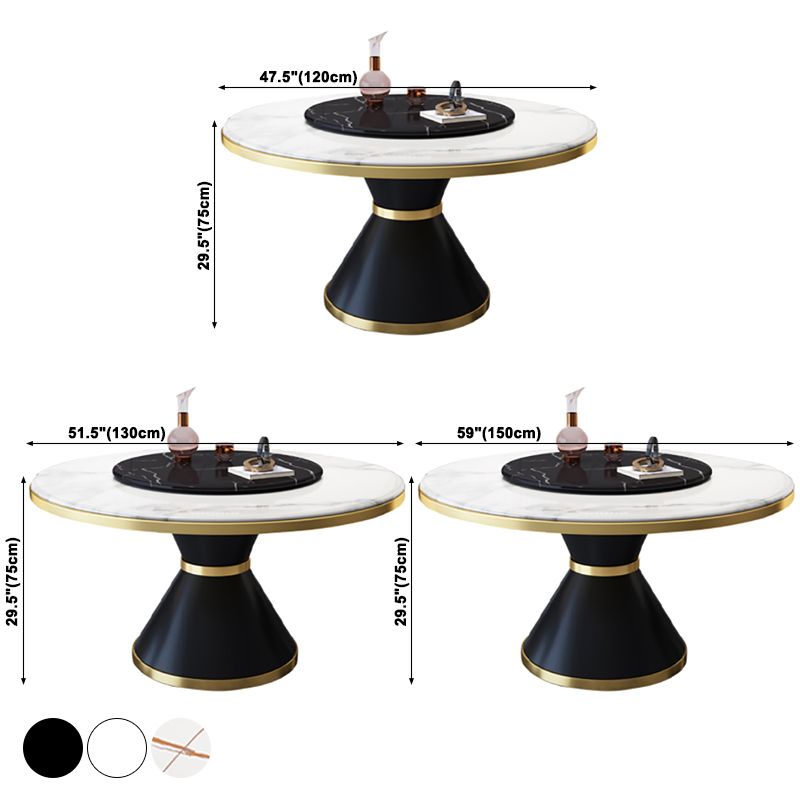 Glam Sintered Stone Round Shape Dining Table Kitchen Standard Dining Table with Pedestal Base Clearhalo ' dining_table' 'Dining Tables & Seating' 'Dining Tables' 'furn' 'furn_dining_table' 'Furniture' 'furniture_dining_table' 'Kitchen & Dining Furniture' 'kitchen&dining_furn' 'kitchen' 'kitchen_dining_table' 1200x1200_8611503c-202b-440a-8129-68e58f31bcd6