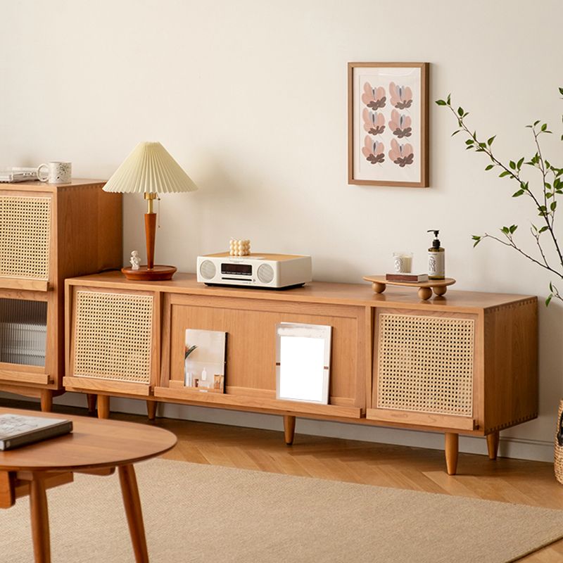 Console multimédia TV en bois massif, console TV moderne pour salon