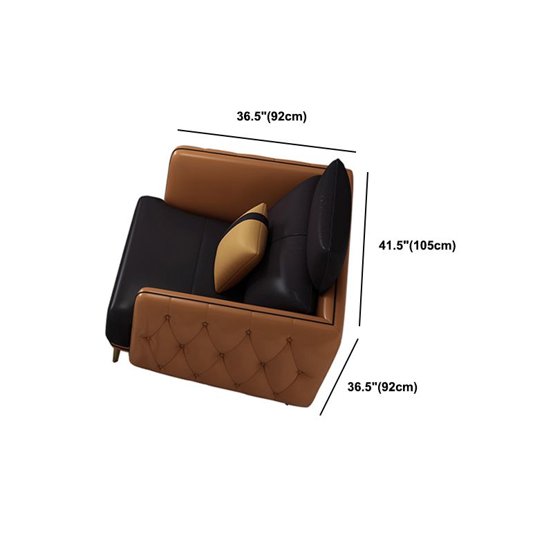 Sofá y chaise resistente a las manchas de cuero genuino de brazo cuadrado contemporáneo