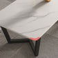 Glam Style Rectangular Slate with Trestle Base Black Foot Coffee Table