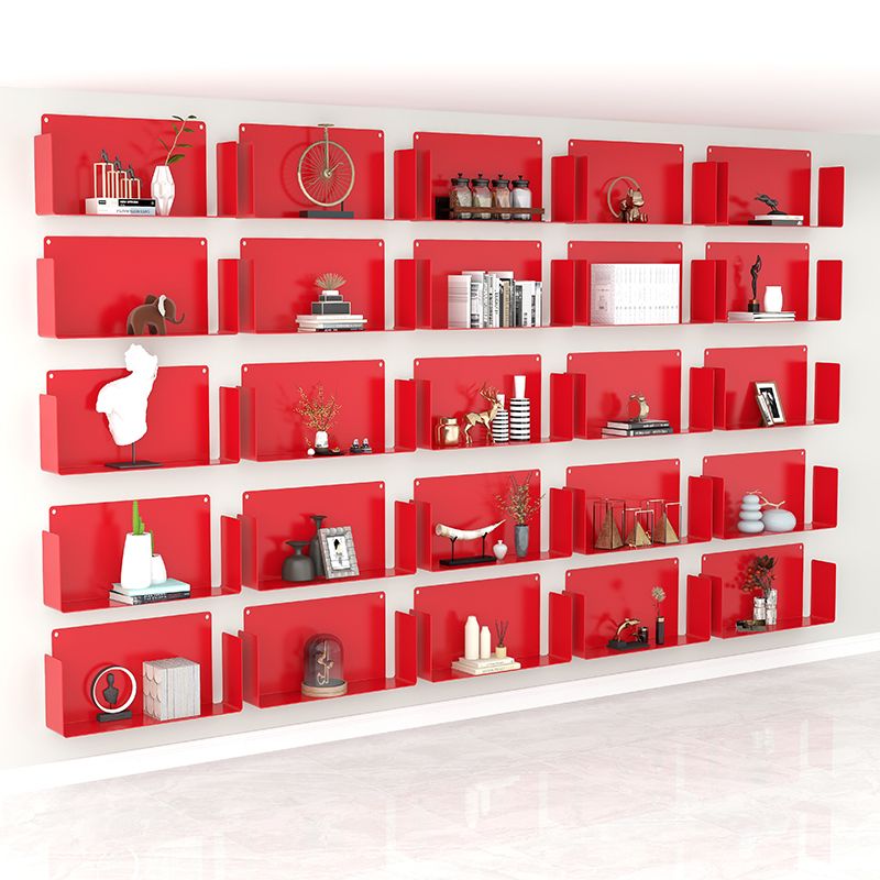 Closed Back Modern Style Bookcase Metal Wall Mounted Bookshelf for Home Office