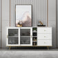 Glam Living Room Buffet Stand MDF Adjustable Shelving Sliding and Glass Doors Credenza Clearhalo 'buffet_sideboard' 'Buffets & Sideboards' 'Furniture' 'furniture_buffet_sideboard' 'Kitchen & Dining Furniture' 1200x1200_861512da-59f6-4fc7-ab46-807749dd5285