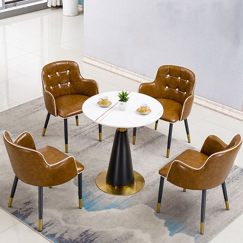 Glam Kitchen Dining Chairs Faux Leather Dining Arm Chair in Brown Clearhalo 'Dining Chairs' 'Dining Tables & Seating' 'dining_chair' 'furn' 'furn_dining_chair' 'Furniture' 'Kitchen & Dining Furniture' 1200x1200_861a5a31-171a-445b-bbb8-3ddf37473d12