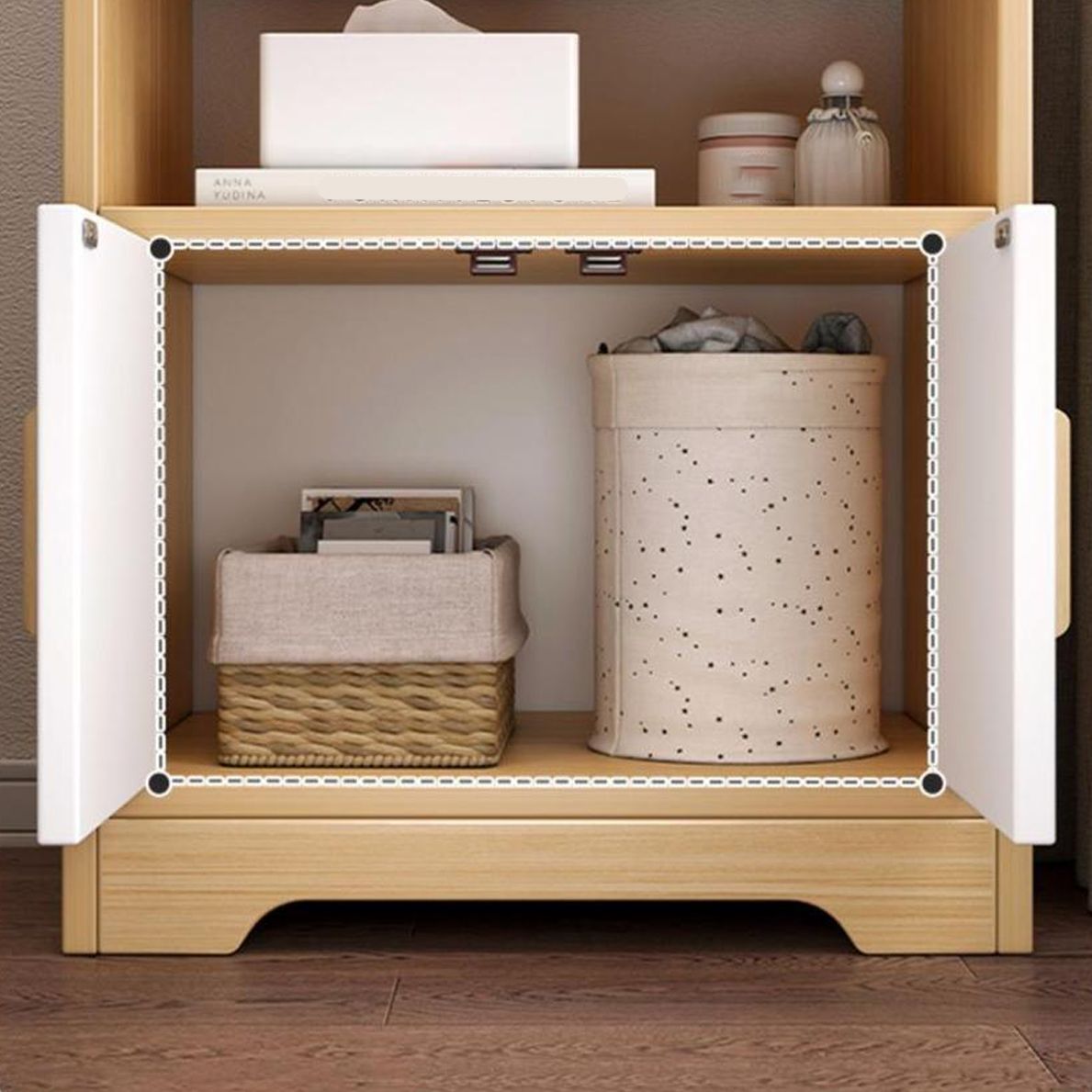 ベッドルームのための現代の木製ベッドサイドキャビネットローワーシェルフナイトテーブル